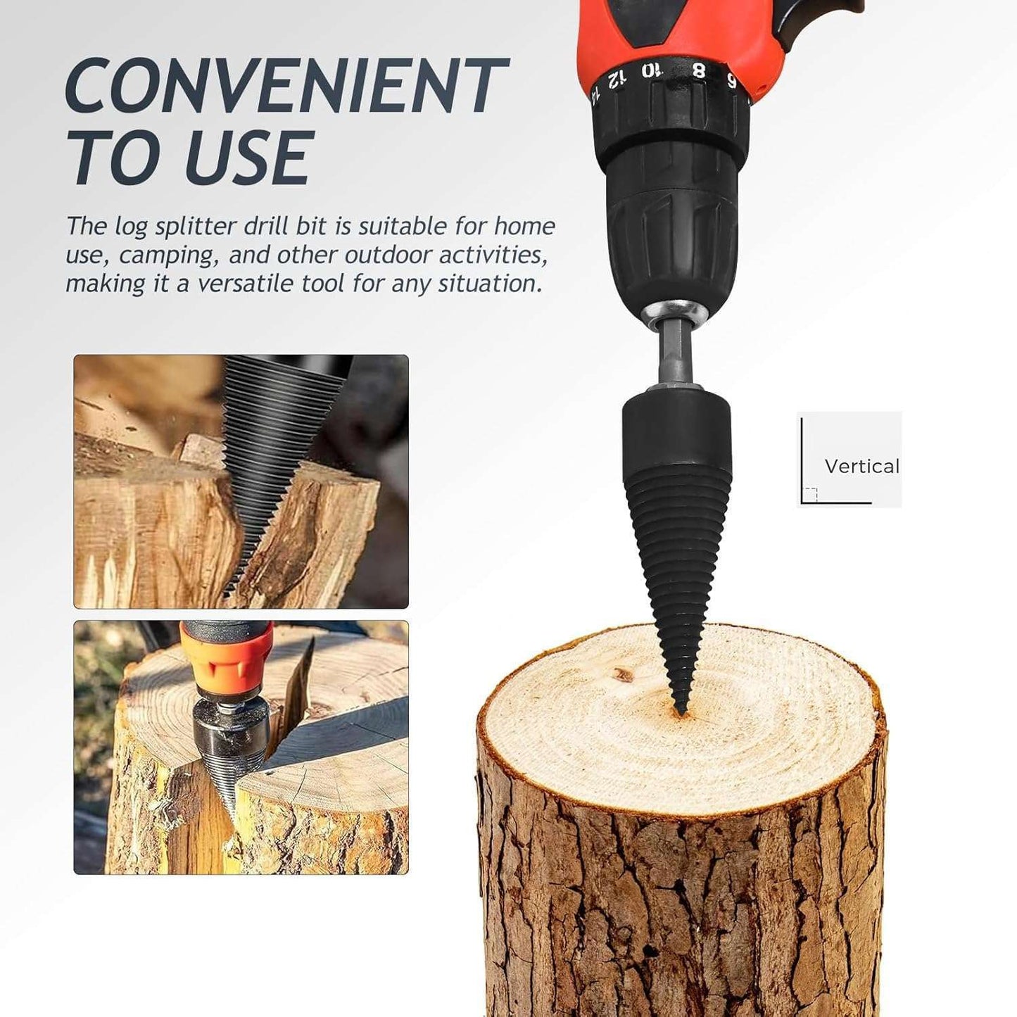 Firewood Splitter Drill Bits - Heavy Duty Firewood Drill for Splitting Wood Logs Easily