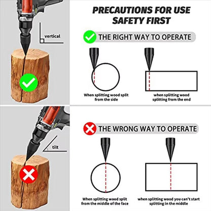Firewood Splitter Drill Bits - Heavy Duty Firewood Drill for Splitting Wood Logs Easily