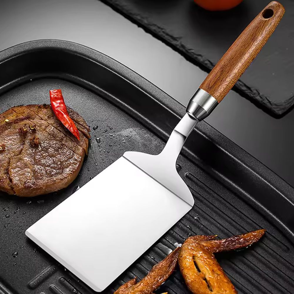 Durable Steel Kitchen Spatula with Wood Grip - Halri