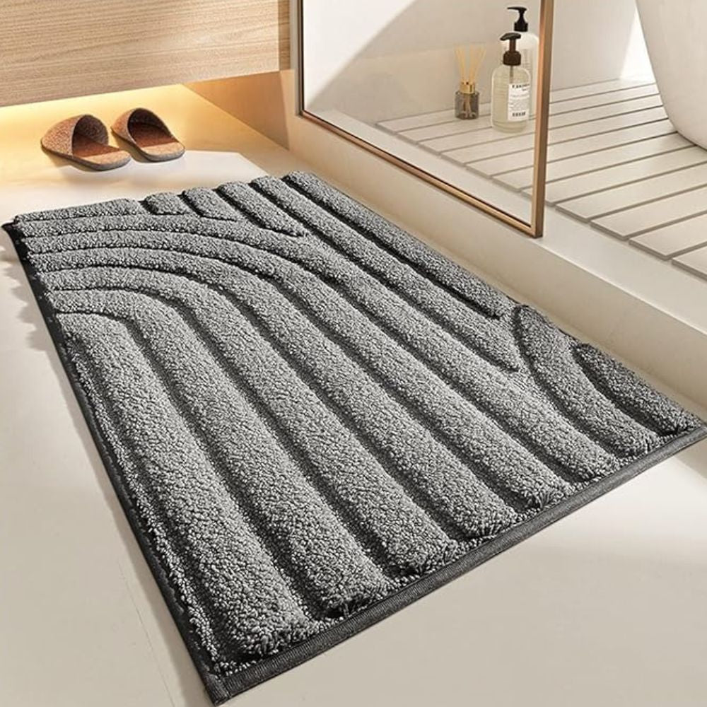 Plush Bathroom Mat - Soft, Absorbent, Grip Bottom - Halri