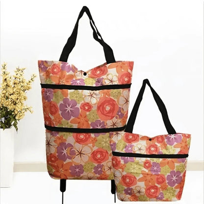 Portable Reusable Cart Bag with Wheels