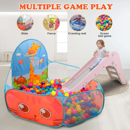 Foldable Ball Tent with Basketball Hoop, Creates a Safe Play Space, Suitable for Ages 3+