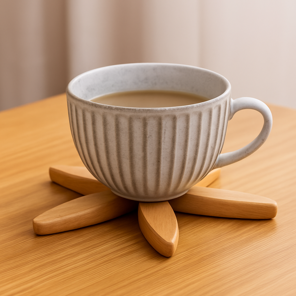 Compact Wooden Coaster Set with Holder - Halri