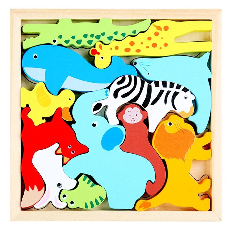 Wooden Jigsaw Puzzle Set with 3 Pieces