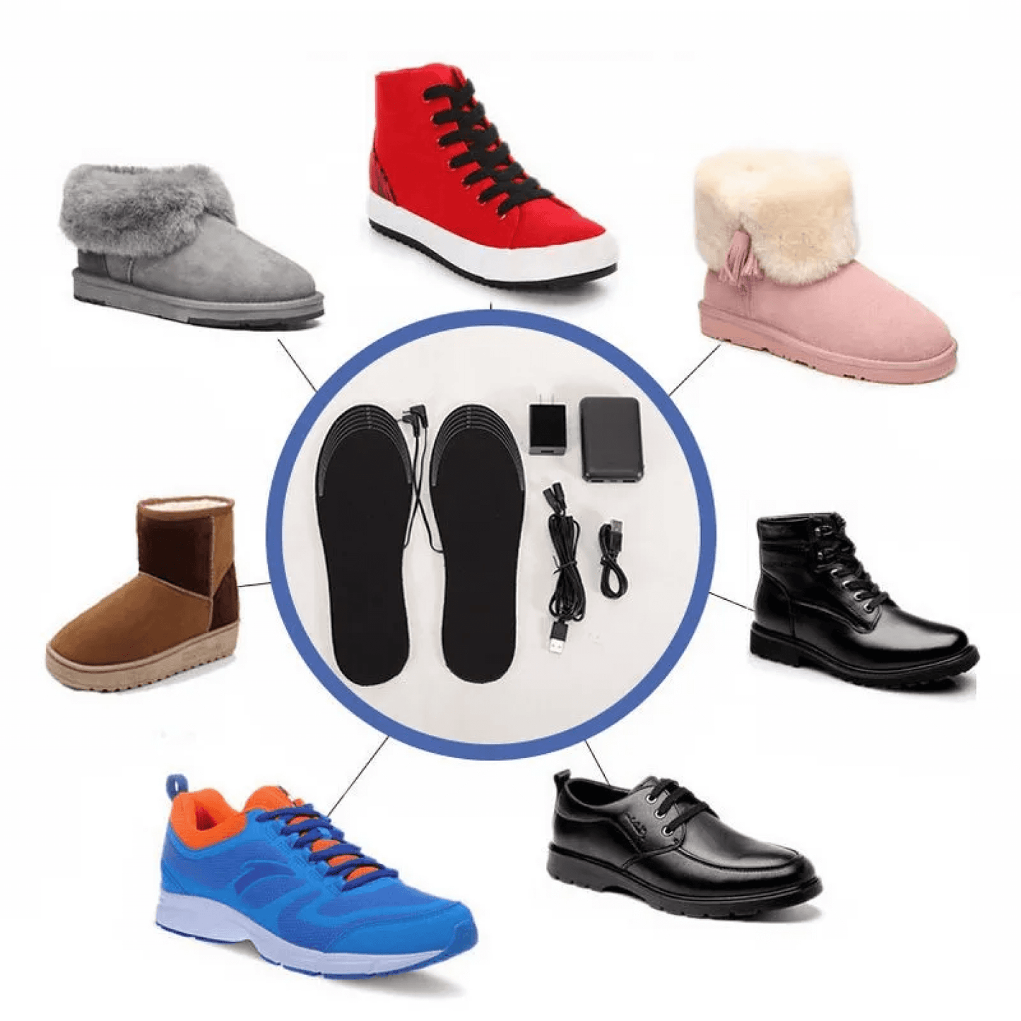 Warm Rechargeable Insoles for Shoes and Boots