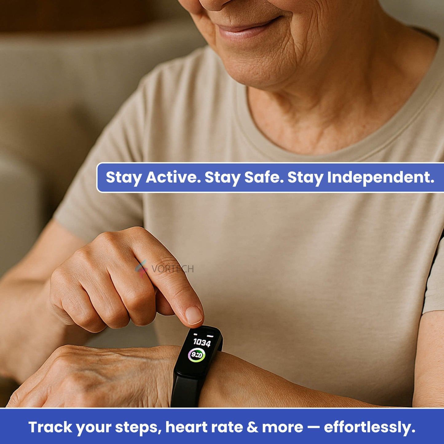 Easy Fit Smartwatch for Seniors with Heart Rate Monitor