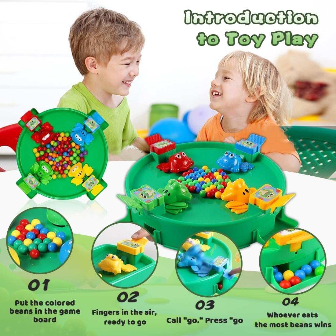 Frog Eating Bean Board Game with Interactive Play, Skill Development, Safe for Kids 3+