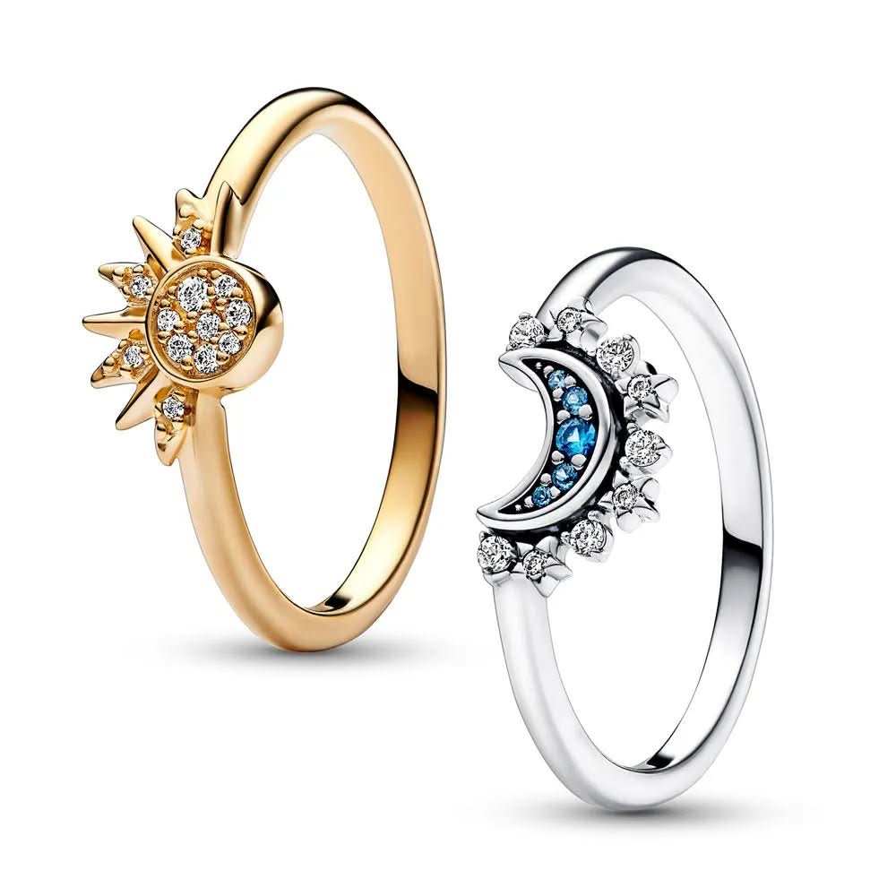 Beautiful Sterling Silver Moon Sun Ring - Halri