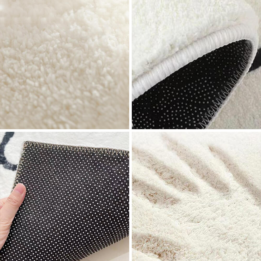 Soft Plush Checkered Bedroom Rug Irregular Shape Mat - Halri