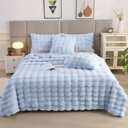 Plush Double Layer Soft Faux Fur Throw Blanket