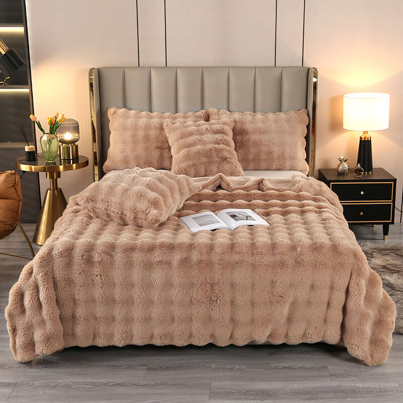 Plush Double Layer Soft Faux Fur Throw Blanket