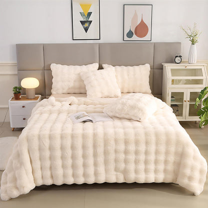 Plush Double Layer Soft Faux Fur Throw Blanket