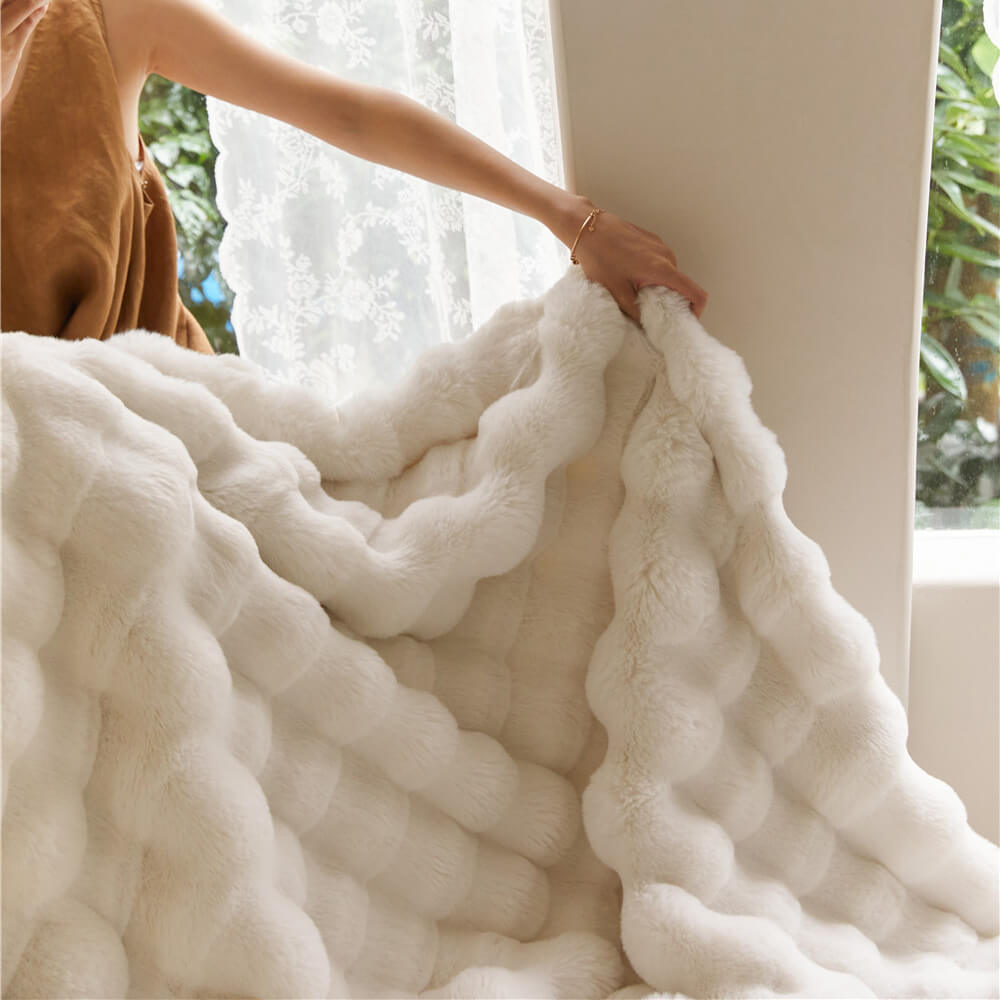 Plush Double Layer Soft Faux Fur Throw Blanket - Halri