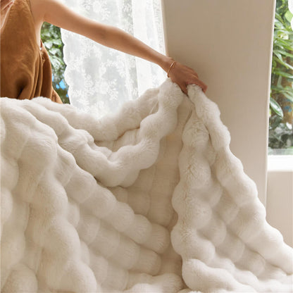 Plush Double Layer Soft Faux Fur Throw Blanket - Halri