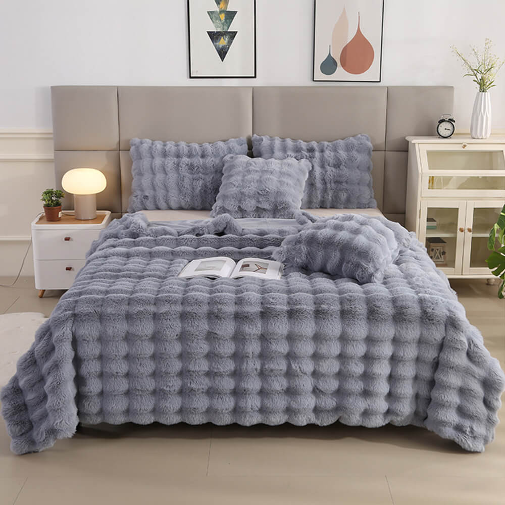 Plush Double Layer Soft Faux Fur Throw Blanket