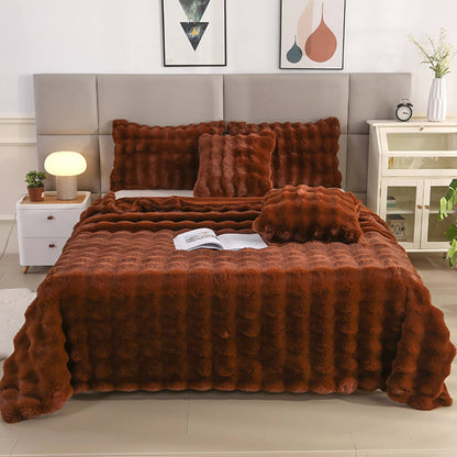 Plush Double Layer Soft Faux Fur Throw Blanket