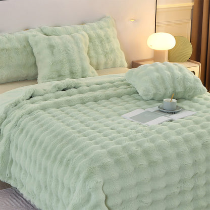 Plush Double Layer Soft Faux Fur Throw Blanket