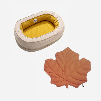 Pet Friendly Leaf Dog Blanket with Plush Bed
