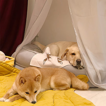 Pet Friendly Leaf Dog Blanket with Plush Bed