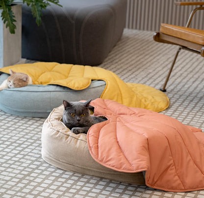 Pet Friendly Leaf Dog Blanket with Plush Bed