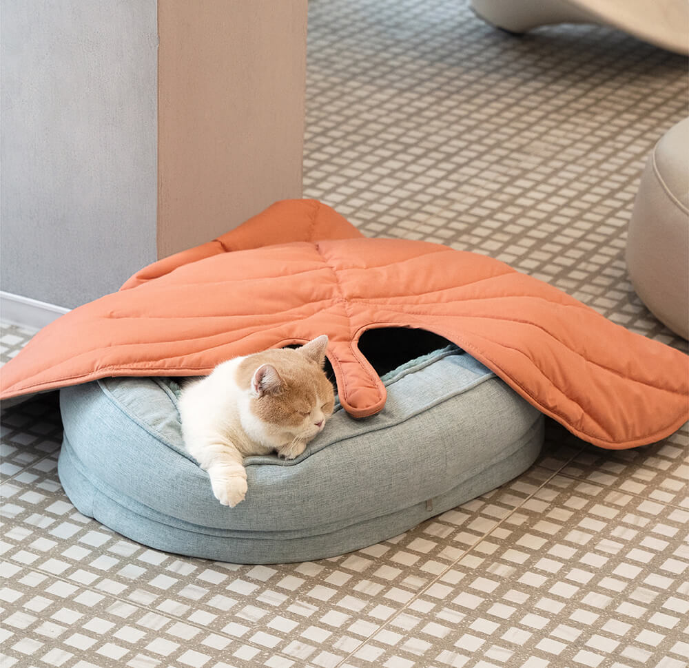 Pet Friendly Leaf Dog Blanket with Plush Bed