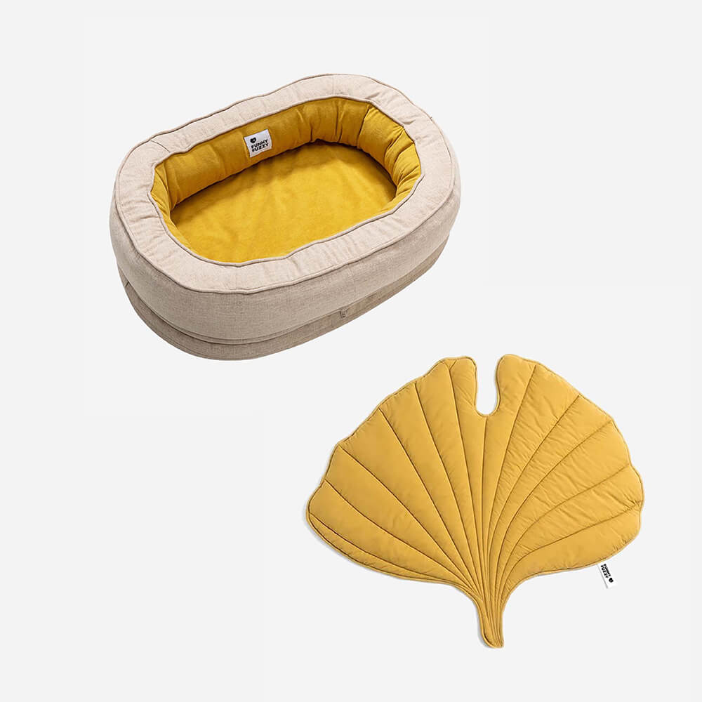 Pet Friendly Leaf Dog Blanket with Plush Bed