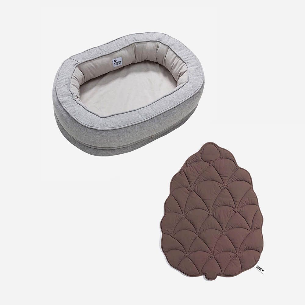 Pet Friendly Leaf Dog Blanket with Plush Bed