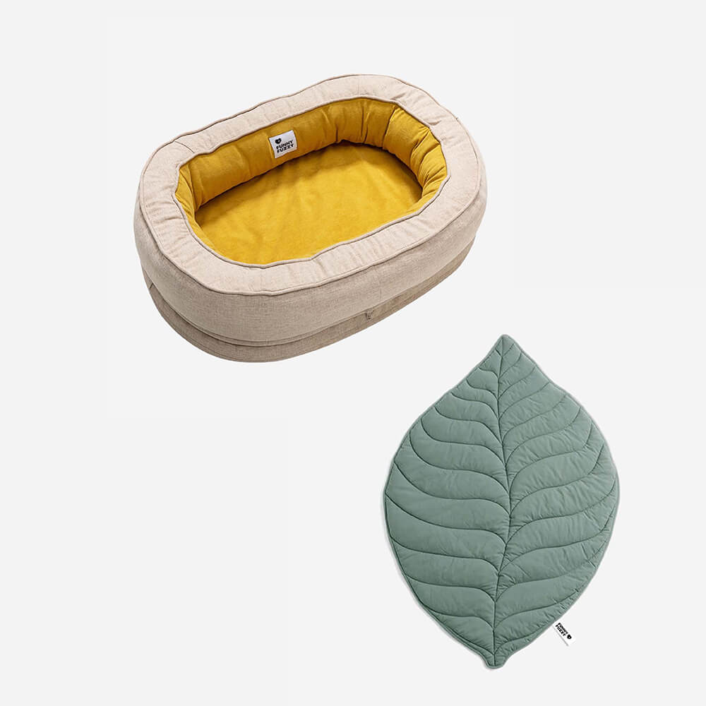 Pet Friendly Leaf Dog Blanket with Plush Bed