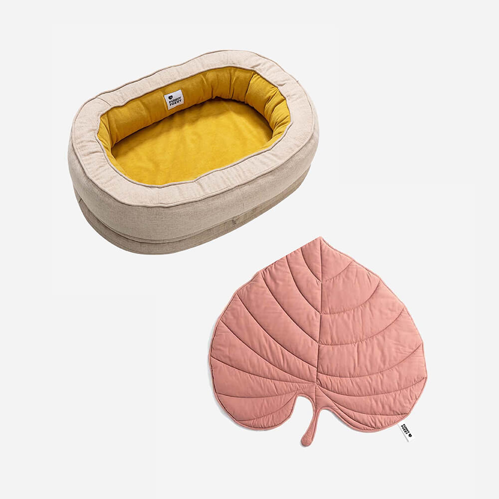 Pet Friendly Leaf Dog Blanket with Plush Bed