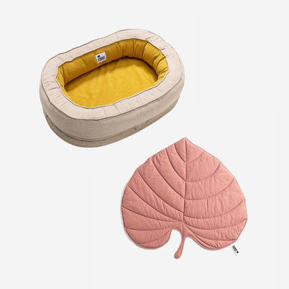 Pet Friendly Leaf Dog Blanket with Plush Bed