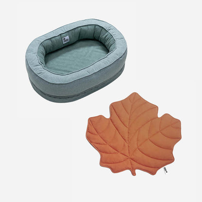 Pet Friendly Leaf Dog Blanket with Plush Bed