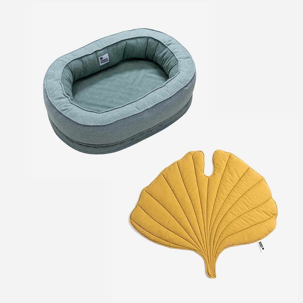 Pet Friendly Leaf Dog Blanket with Plush Bed - Halri