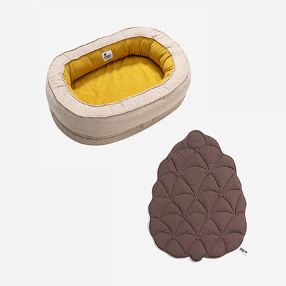 Pet Friendly Leaf Dog Blanket with Plush Bed