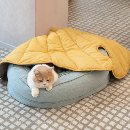 Pet Friendly Leaf Dog Blanket with Plush Bed