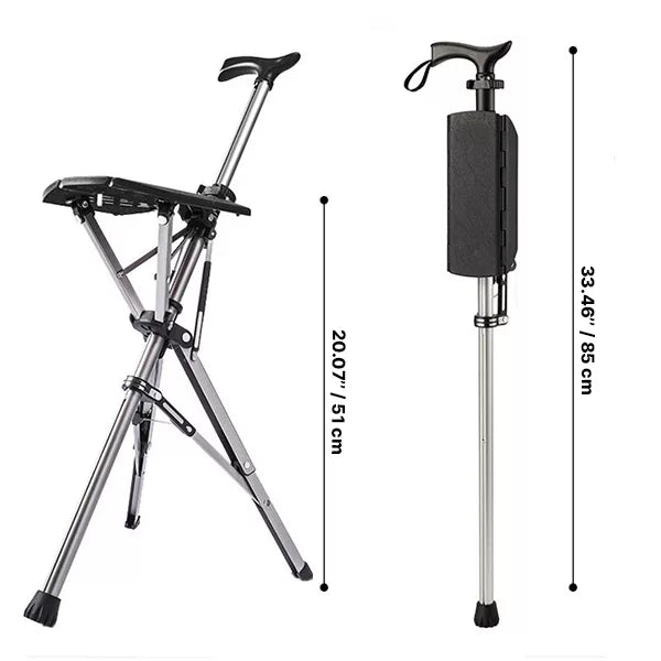 Folding Seat Cane Walking Stick