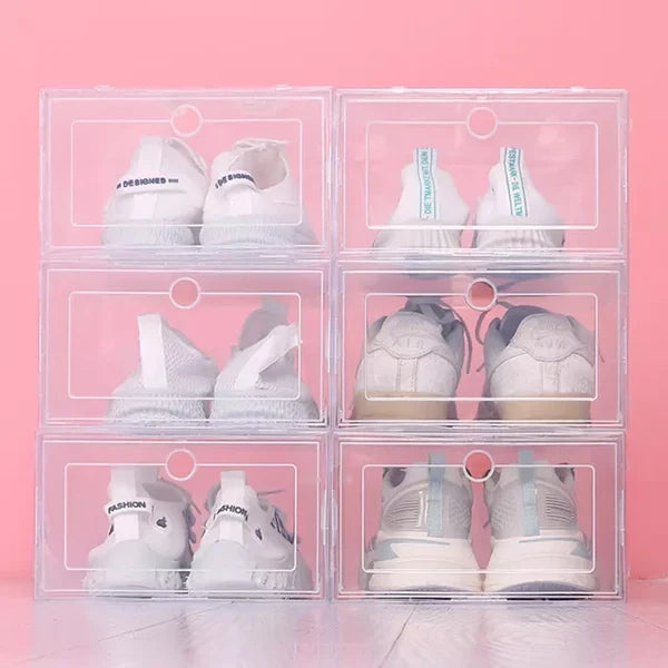 6 Pack Clear Stackable Shoe Storage Containers - Halri