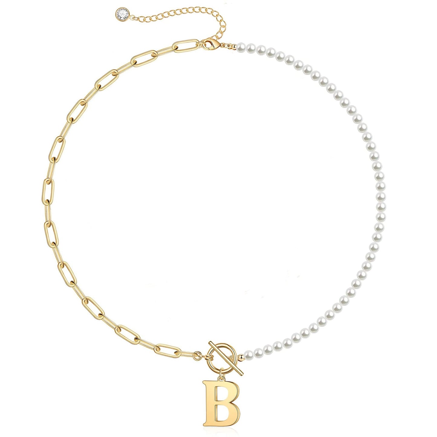 Personalized Pearl Initial Bar Necklace