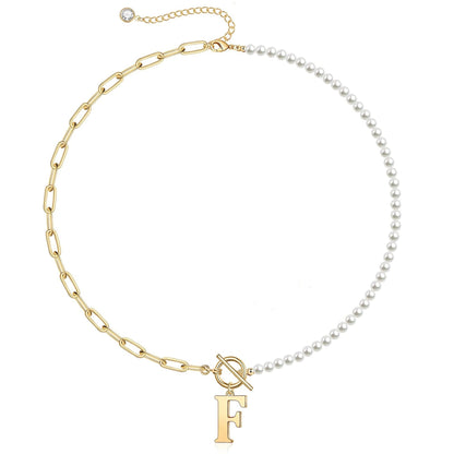 Personalized Pearl Initial Bar Necklace