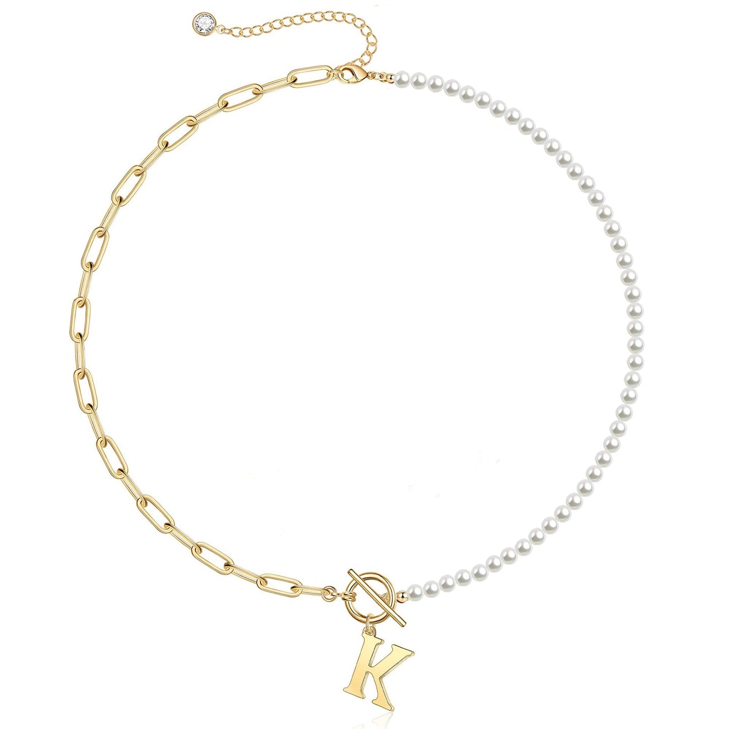 Personalized Pearl Initial Bar Necklace