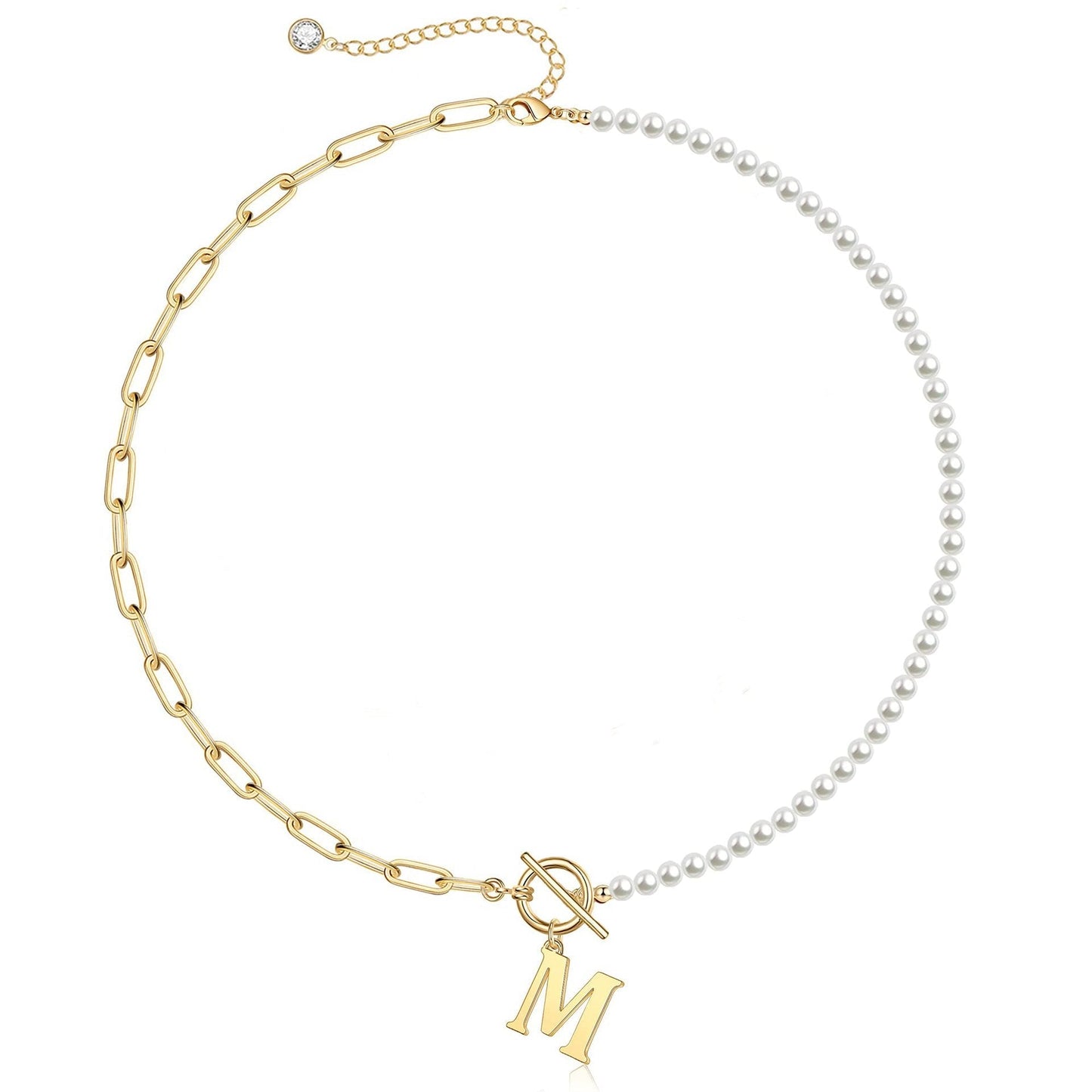 Personalized Pearl Initial Bar Necklace