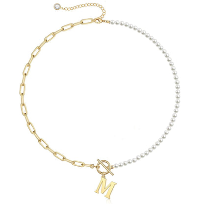 Personalized Pearl Initial Bar Necklace
