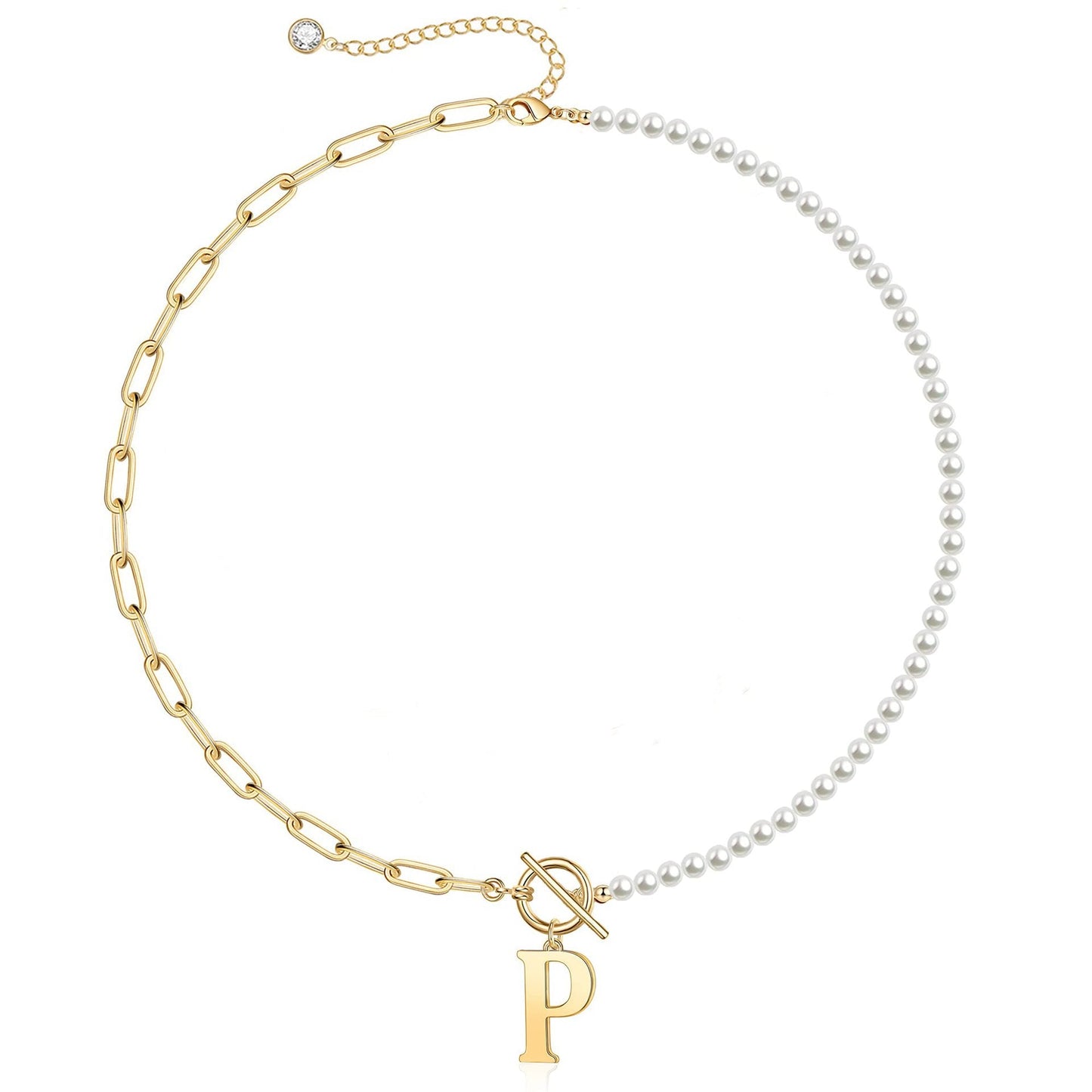 Personalized Pearl Initial Bar Necklace
