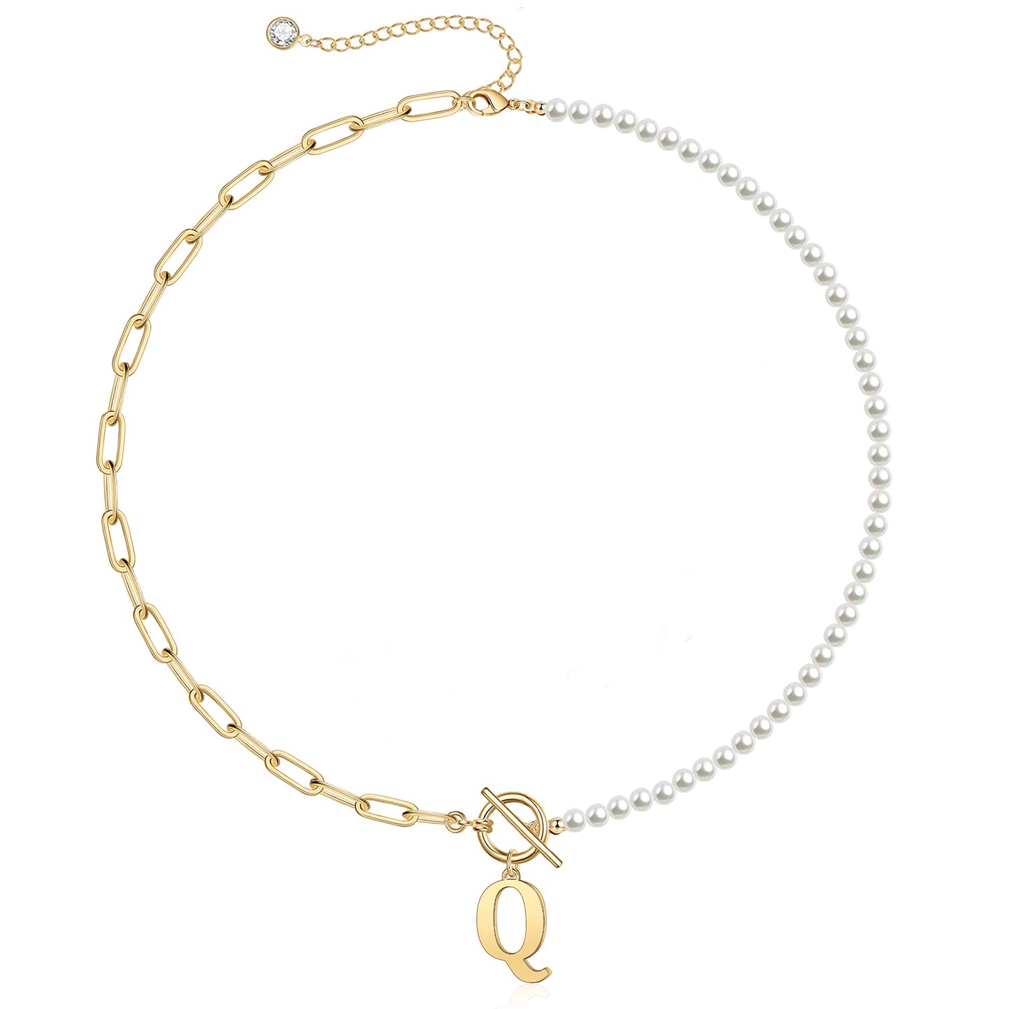 Personalized Pearl Initial Bar Necklace
