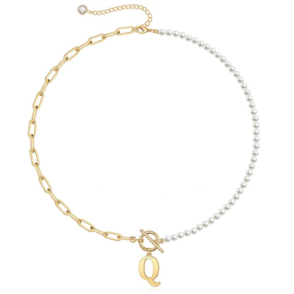 Personalized Pearl Initial Bar Necklace