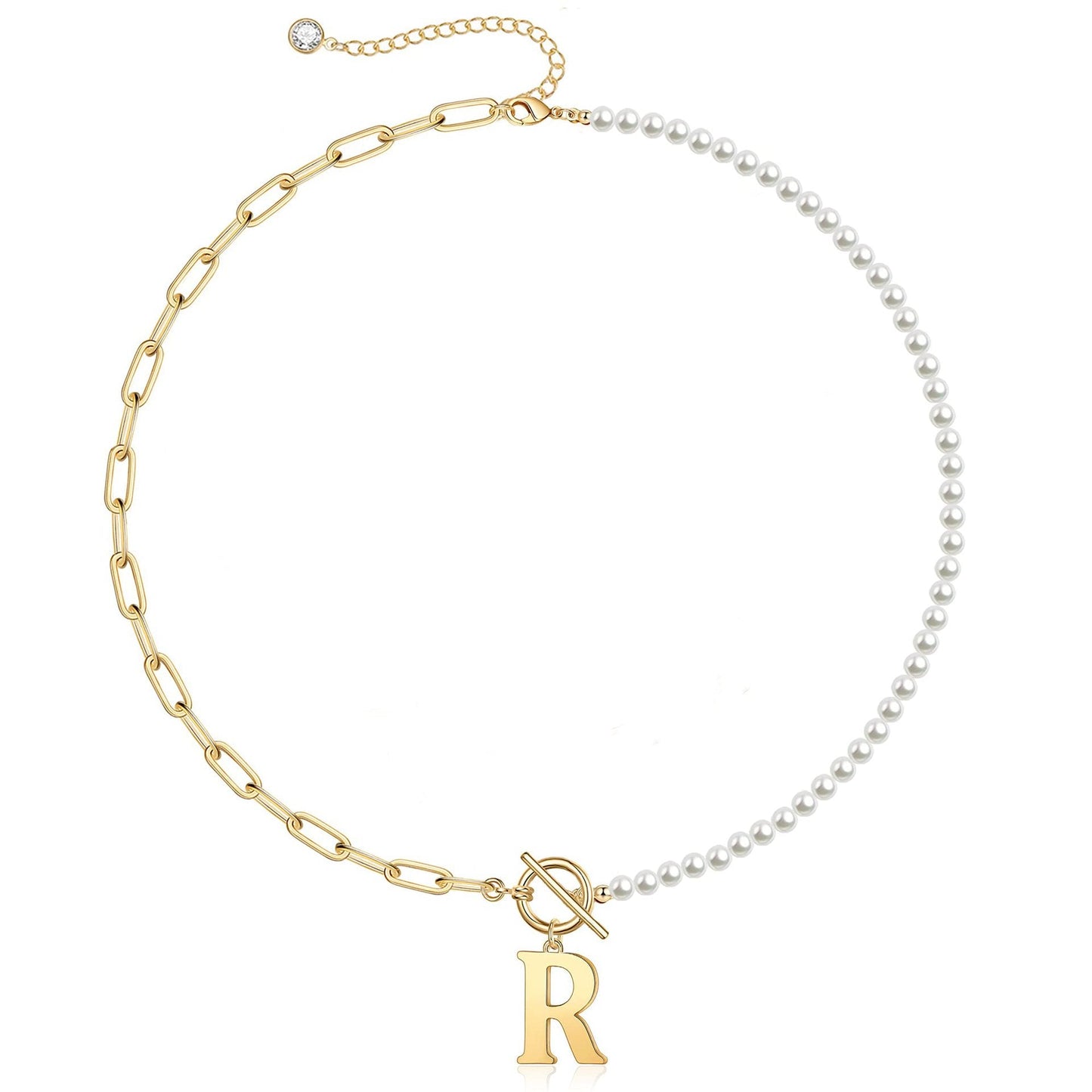 Personalized Pearl Initial Bar Necklace