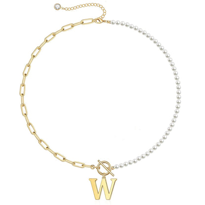 Personalized Pearl Initial Bar Necklace