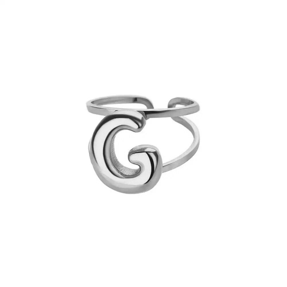 Personalized Initial Open Ring Adjustable Band