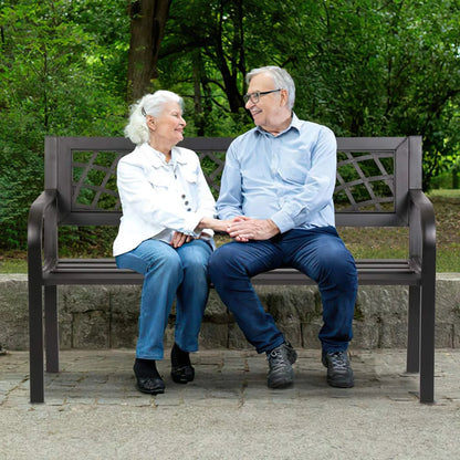 Comfortable Outdoor Bench with Backrest for Patio - Halri