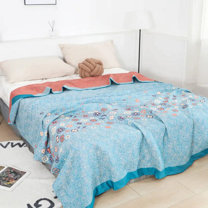 Breathable Floral Blanket, Ultra Soft Cotton Throw - Halri