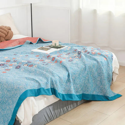 Breathable Floral Blanket, Ultra Soft Cotton Throw